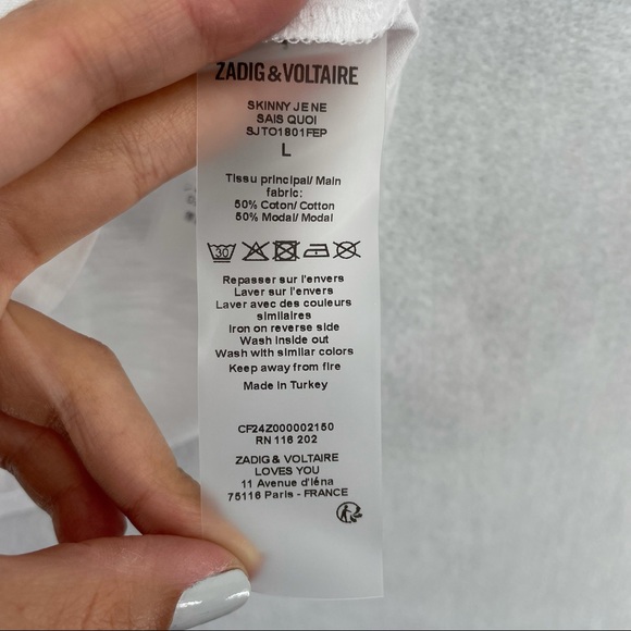 Zadig and Voltaire Je Ne Said Quoi TShirt NWT L - Picture 6 of 7